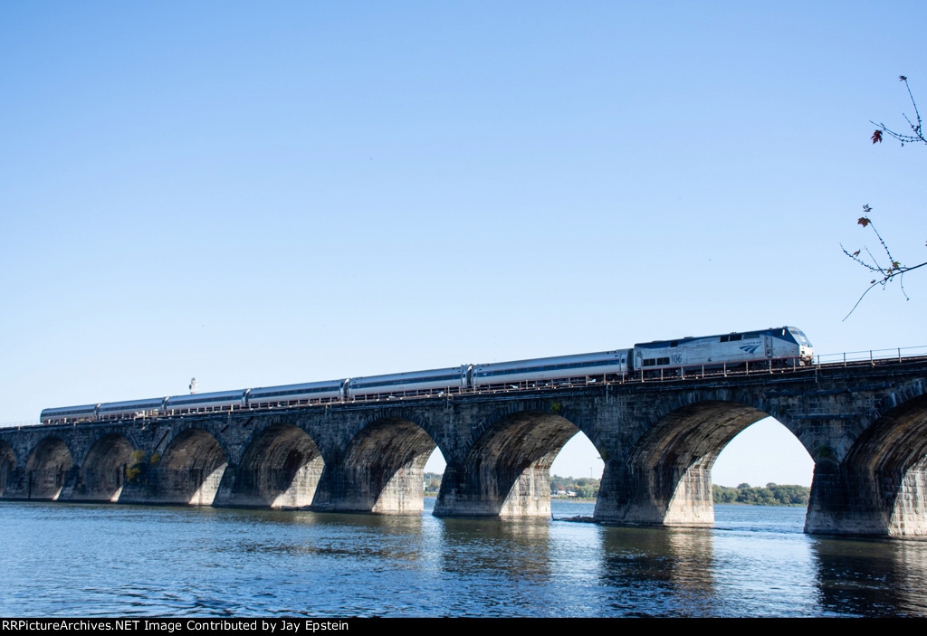 The westbound Pennsylvanian crosses the Rockville Bridge 